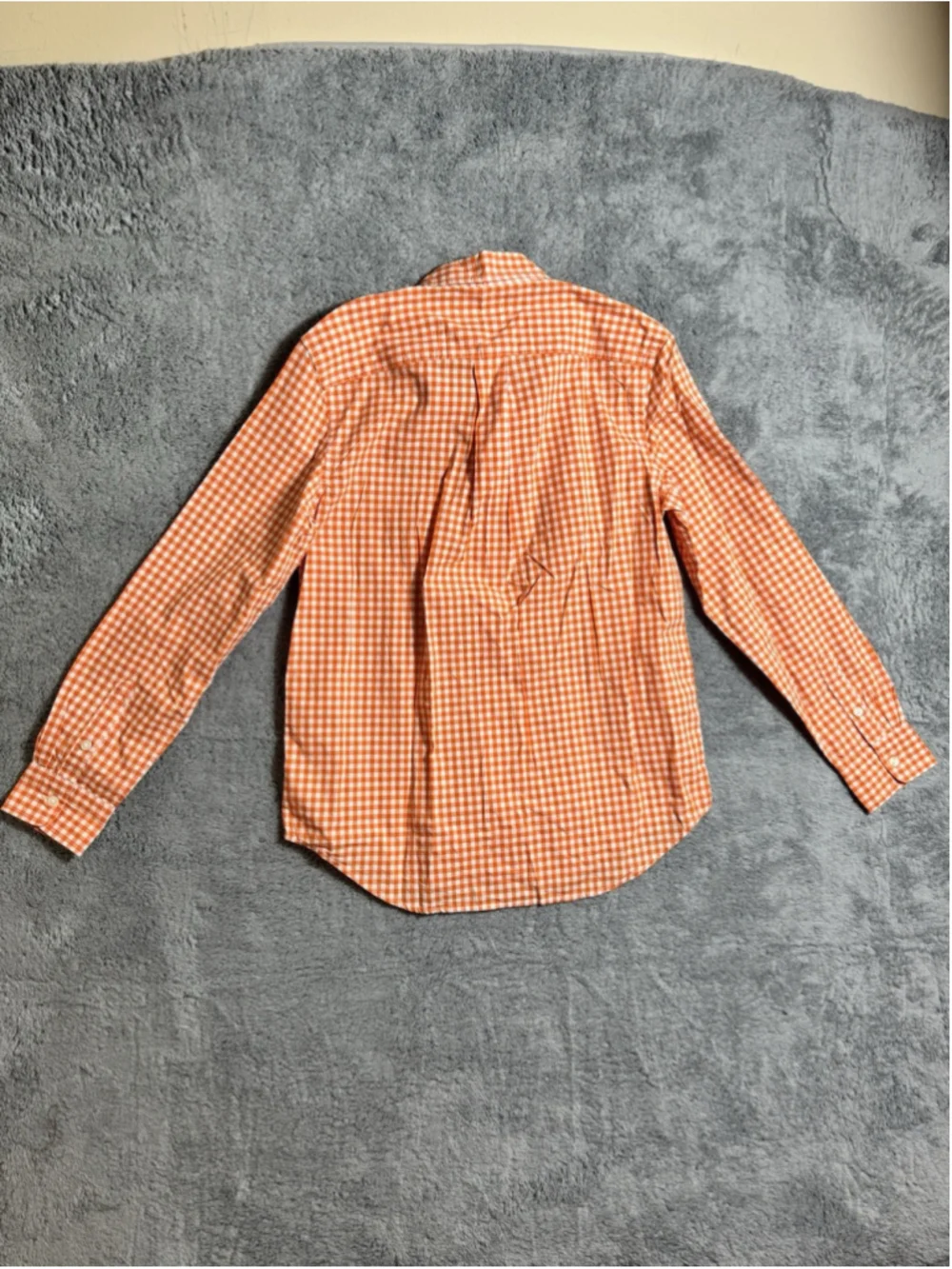 Ralph Lauren Shirt Boys Size Large 14-16 Orange Gingham Checkered Button Preppy